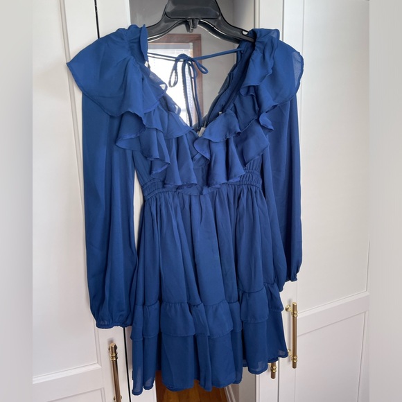 ABERCROMBIE & FITCH Women's Long-Sleeve Ruffle Mini Dress - Picture 2 of 6